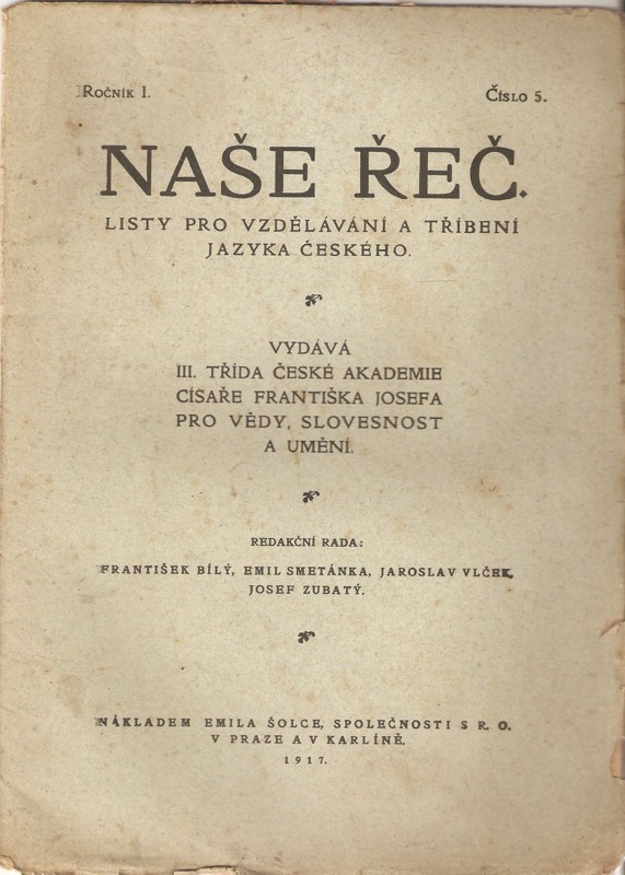 Naše řeč. roč.1, č. 5