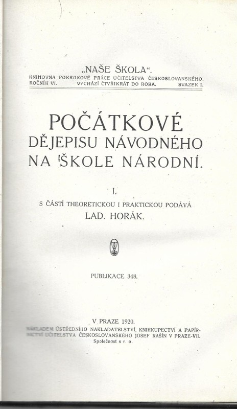 Počátkové dějepisu návodného ve škole národní. Díl 1