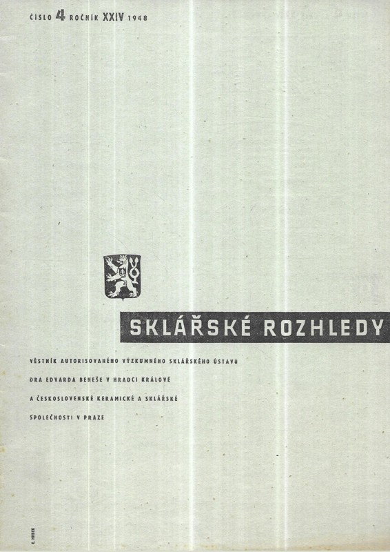 Sklářské rozhledy číslo 4, ročník XXIV