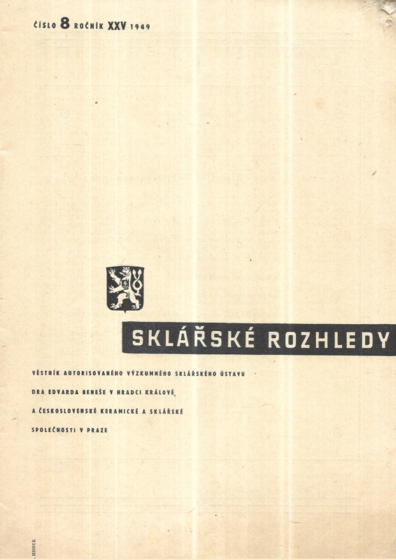 Sklářské rozhledy číslo 8, ročník XXV