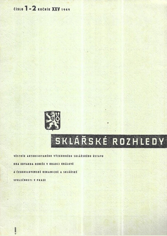 Sklářské rozhledy číslo 1-2, ročník XXV