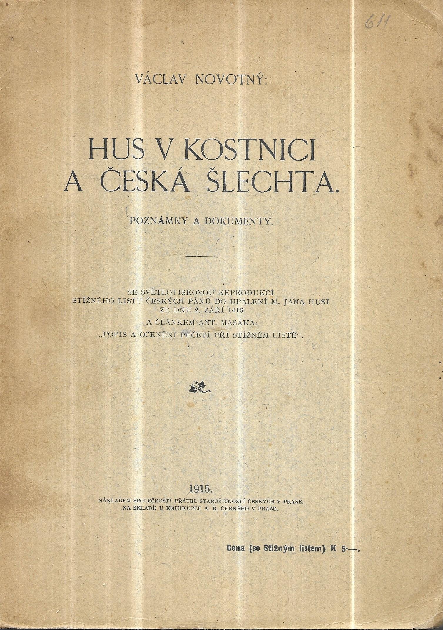 Hus v Kostnici a česká šlechta. Poznámky a dokumenty