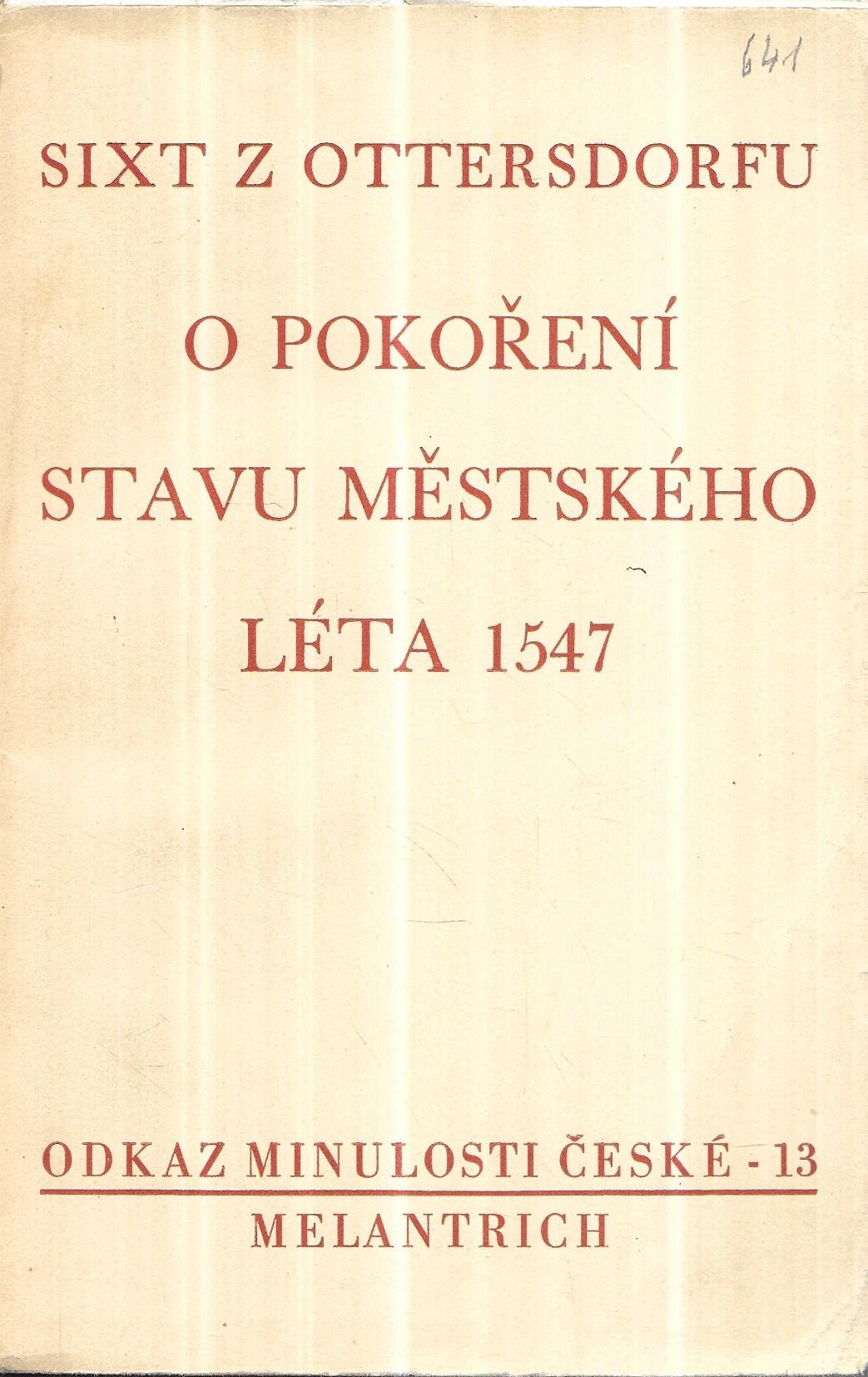 O pokoření stavu městského léta 1547
