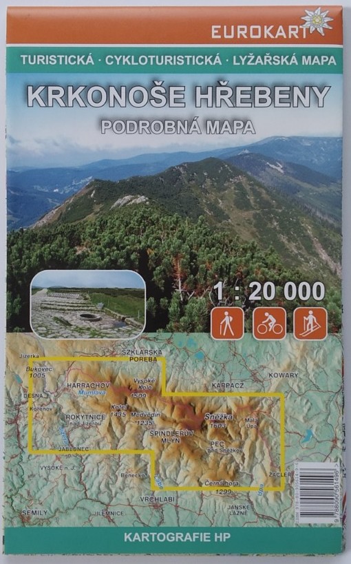 Krkonošské hřebeny. Podrobná mapa 1:20 000