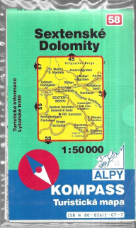 Sextenské Dolomity. Turistická mapa
