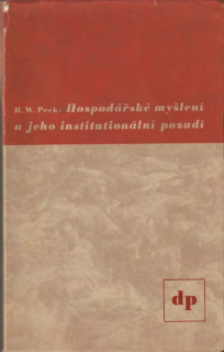 Hospodářské myšlení a jeho institucionální pozadí